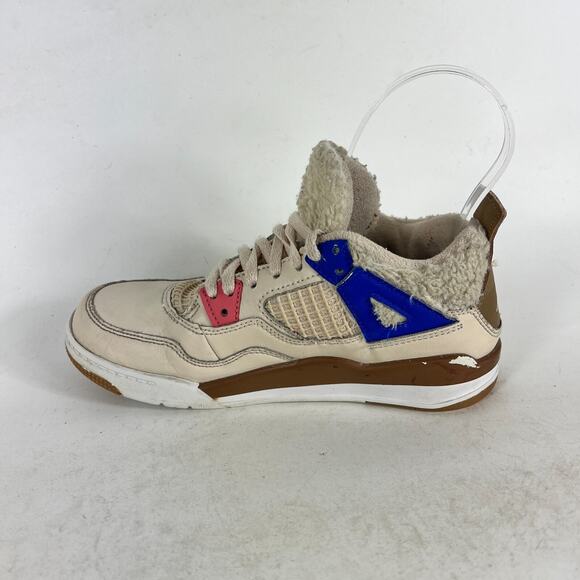 Air Jordan 4 Retro Wild Things Sneaker Unisex 2Y Cream Lace Up athletic Shoes - Picture 6 of 12
